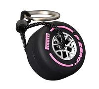 QNQA F1 Tire Keychain, Formula 1 Tire Keyring, Mini Racing Tire Keychain ,With Hub-Wheel Tyre Auto Key Chain for Men Women, Rubber (Rose red), Ø3.75CM x 12.2CM