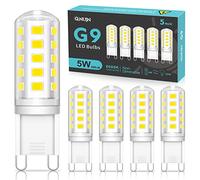 QNUJN G9 Led Bulbs Cool White, 5W, 500LM, 6000K, Equivalent to 50W Halogen, Non-Dimmable Energy Saving Light Bulb for Home Lighting Decor, Chandelier, Wall Light, Crystal Lamp-5 Packs