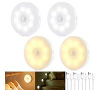 QNUJN Motion Sensor Lights Indoor Rechargeable, Dimmable Night Light Warm/Cool White, Magnetic Stick on Wall, USB-C Charging Stair Lights, Auto/On/Off Modes, for Closet, Hallway, Kitchen, Cabinet