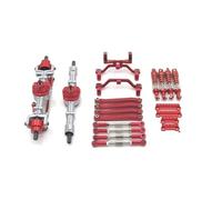 QOAKSDY RC Repair Parts For MN D90 D91 D96 For MN98 99S Metal Upgrade Front And Rear Axle Assembly Tie Rod Shock Absorber Kit 1/12 rc cars Parts(Red)