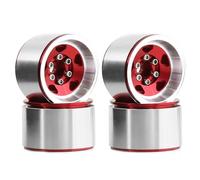 QOAKSDY RC Repair Parts For TRX4M For Axial For SCX24 AX24 4pcs 1.0" Metal Beadlock Wheel Hub Wheel Rim 1/18 1/24 RC Crawler Car Upgrade Parts(Red)