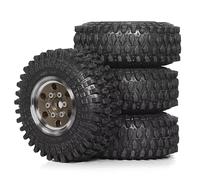 QOAKSDY RC Repair Parts For TRX4M For SCX24 1/18 1/24 RC Crawler Car Upgrade Parts Accessories 4pcs 55mm 1.0inch Metal Beadlock Wheel Tire