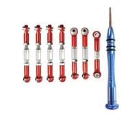 QOAKSDY RC Repair Parts For WLtoys 144001 124018 124019 1:14 rc cars Upgrade Parts Metal Link Servo Tie Rod Steering Rod Kit With Phillips Screwdriver(Red)