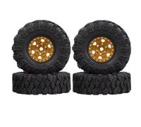 QOAKSDY RC tires For Axial For SCX24 AX24 For TRX4M For FCX24 1/18 1/24 RC Crawler Car 4Pcs 62X21mm 1.0 Inch Metal Beadlock Wheel Rim Tire Set(Yellow)