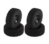 QOAKSDY RC tires For Axial For SCX24 AX24 For TRX4M For FMS 1/18 1/24 RC Crawler Car Parts Metal 1.0" Beadlock Deep Dish Wheel Tire Set 4pcs(Black)