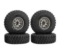QOAKSDY RC tires For Axial For SCX24 AX24 For TRX4M For FMS 1/18 1/24 RC Crawler Car Parts Metal 1.0" Beadlock Deep Dish Wheel Tire Set 4pcs(Gray)