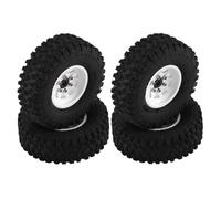 QOAKSDY RC tires For Axial For SCX24 AX24 For TRX4M For FMS 1/18 1/24 RC Crawler Car Parts Metal 1.0" Beadlock Deep Dish Wheel Tire Set 4pcs(White)