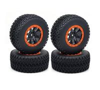 QOAKSDY RC tires For Huanqi 727 For REMO 1:10 RC For Model Cars Short-course Truck Tire Parts Off-road Vehicle For Buggy Tires Wheel Wheels(A-ORANGE)