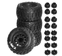 QOAKSDY RC tires For TRAXXAS For MAXX For ARRMA For Granite For KRATON For Outcast 1/10 RC 128mm For Monster Stunt Truck Tire And Hex(Black,B)