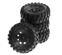 QOAKSDY RC tires For Trxs For TRX4 For D90 For D110 For Axial 1/10 RC Crawler Car 4pcs 93mm Metal 1.9" Beadlock Wheel Rim Rubber Tire Set(Black)