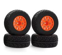 QOAKSDY RC tires For Universal 1/8 1/10 Tires Wheel RC For Model Short Course Truck General Road Tire Upgrade 3 Adapters 12MM 14MM 17MM(Orange)