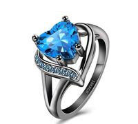 QOBEBOTA Romantic 18K Gold Plated Promise Eternity Statement Ring Birthday Love Gift Inlay Heart Cubic Zirconia Wedding Engagement Rings for Women, 8, Metal, Cubic Zirconia