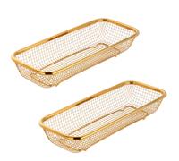 QOBIMOON Stainless Steel Utensil Drying Rack/Chopsticks/Spoon/Fork/Knife Drainer Basket Set of 2 Flatware Storage Drainer Silverware Cutlery Basket Flatware Organizers-Gold