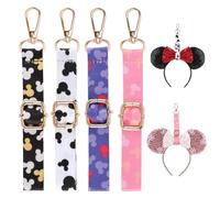 QOCUILC Pack of 4 Key Chains, Key Pendants, Backpack Mouse Ear Holder, Adjustable Headband with Key Ring
