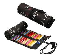 QOCUILC Pencil Roll Up Pencil Case, Portable Pencil Case, Canvas Roll-Up Pencil Case for Student Drafter, Artist Brush
