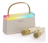 Qocum Kids' Karaoke Machine with Dual Stereo Speakers: Mini Karaoke Machine with 2 Wireless Microphones, Multiple Using Way, RGB Dance Light, Magic Voices, TWS Mode, Birthday Gifts for Kids Aged 4-12+