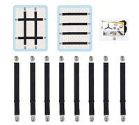 QoeCycth Adjustable Bed Sheet Straps Clips, Elastic Mattress Sheet Fasteners Holder and Suspenders, Grippers to Hold Sheet, Mattress, Sofa, Couch, Table Cloth, Ironing Board Cover, 8Pcs, Black