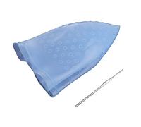 Qoekacy Reusable Salon Highlighting Dye Hair Coloring Frosting Cap with Metal Hook Blue