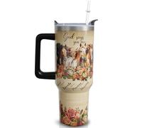 qoepfnsh 30 oz Horse Tumbler with Handle and Straw, Christian Stainless Steel Vacuum Insulated Travel Coffee Mug Cup Water Bottle, Horse Stuff Accessories Decor Gifts for Women Girls