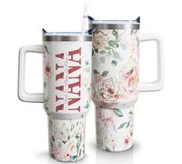 qoepfnsh Gifts for Nana Grandmother Gift from Grandson Granddaughter on Birthday Mothers Day&Christmas 40 oz Tumblers with Handle and Straw Stainless Steel Insulated Travel Coffee Cup Mug
