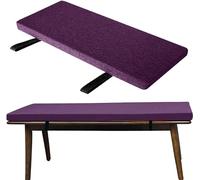 QOEUIUJ Custom Bench Seat Cushion with Elastic Buckle Straps, 45D High Density Foam, Non-Slip Modern Linen Seat Pad for Hallway, Dining, Window Bay & Caravan, Washable Cover(Dark Purple,120x30cm)