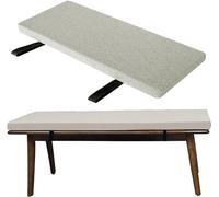 QOEUIUJ Custom Bench Seat Cushion with Elastic Buckle Straps, 45D High Density Foam, Non-Slip Modern Linen Seat Pad for Hallway, Dining, Window Bay & Caravan, Washable Cover(Beige,190x55cm)