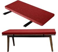 QOEUIUJ Custom Bench Seat Cushion with Elastic Buckle Straps, 45D High Density Foam, Non-Slip Modern Linen Seat Pad for Hallway, Dining, Window Bay & Caravan, Washable Cover(Burgundy,160x50cm)