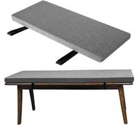 QOEUIUJ Custom Bench Seat Cushion with Elastic Buckle Straps, 45D High Density Foam, Non-Slip Modern Linen Seat Pad for Hallway, Dining, Window Bay & Caravan, Washable Cover(Grey,180x35cm)