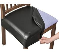 QOEUIUJ Water-Resistant Chair Protector 2/4/6 Pcs Stretch Dining Seat Covers PU Leather Backrestchair Slipcovers for Family Dining Room, Restaurant, Kitchen, Hotel, Banquet(Color 4,6Pcs)