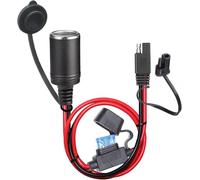 QOFOWIN 12AWG SAE to Motorcycle Female Cigarette Lighter Socket,12V-24V Heavy-Duty Extension Cable for Universal SAE Quick Connection Battery Chargers &Accessories (0.6m)