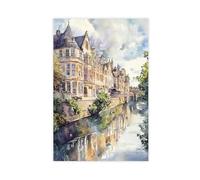 QOGDAF Bath Watercolor England Canvas Poster Bedroom Decor Landscape Office Room Decor Gift 20x30inch(50x75cm)