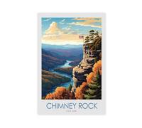 QOGDAF Chimney Rock North Carolina Travel Canvas Poster Bedroom Decor Landscape Office Room Decor Gift 08x12inch(20x30cm)
