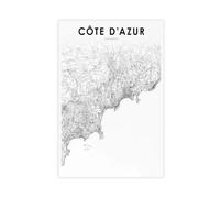 QOGDAF Cote D'Azur France Map Canvas Poster Wall Art Decor Print Picture Paintings for Living Room Bedroom Decoration 16x24inch(40x60cm)