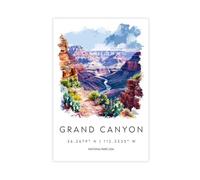 QOGDAF Grand Canyon Watercolor Travel Arizona Canvas Poster Bedroom Decor Landscape Office Room Decor Gift 20x30inch(50x75cm)