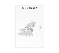 QOGDAF Guernsey Map Channel Islands UK Canvas Poster Bedroom Decor Landscape Office Room Decor Gift 24x36inch(60x90cm)