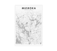 QOGDAF Muskoka Ontario Map ON Canada Canvas Poster Bedroom Decor Landscape Office Room Decor Gift 12x18inch(30x45cm)