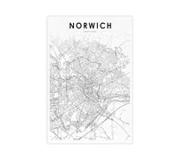 QOGDAF Norwich England Map Canvas Poster Wall Art Decor Print Picture Paintings for Living Room Bedroom Decoration 12x18inch(30x45cm)
