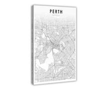 QOGDAF Perth Australia Map Canvas Poster Wall Art Decor Print Picture Paintings for Living Room Bedroom Decoration 08x12inch(20x30cm)