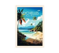 QOGDAF Seychelles Travel Indian Ocean Canvas Poster Wall Art Decor Print Picture Paintings for Living Room Bedroom Decoration 12x18inch(30x45cm)