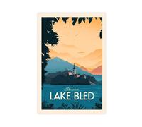 QOGDAF Slovenia Travel Lake Bled Canvas Poster Bedroom Decor Landscape Office Room Decor Gift 12x18inch(30x45cm)