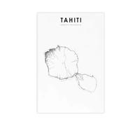 QOGDAF Tahiti Map French Polynesia Canvas Poster Bedroom Decor Landscape Office Room Decor Gift 08x12inch(20x30cm)