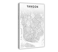 QOGDAF Yangon Myanmar Map Canvas Poster Wall Art Decor Print Picture Paintings for Living Room Bedroom Decoration 12x18inch(30x45cm)