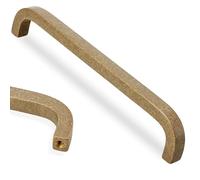 QOGRISUN 4 Pack Solid Brass Cabinet Pulls, Antique Brass Drawer Handles, 6-1/4 Inch Hole Center for Kitchen Cabinets, Dresser, Cupboard & Furniture Hardware, Heavy Duty, Modern Vintage Style
