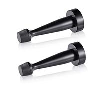 QOGRISUN's Heavy Duty Solid Brass Black Door Stops - Decorative Door Stopper Wall Protector with Rubber Bumper Tip -Black (2-Pack)