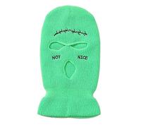 QOHNK 2PCS Not Nice 3 Hole Embroidery Balaclava Full Face Cover Ski Mask Hats,Winter Warm Knitted Face Cover Unisex Beanie (Green)