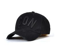 QOHNK Hats Pattern Hats Letters Icon Dad Hip Hop Baseball Cap for Man Woman Black