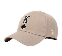 QOHNK Poker Hat for Men Baseball Cap Poker Lucky Card Hat Baseball Embroidered Spades K Sun Hat Fishing Caps (UK, Alpha, One Size, Khaki)