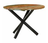 qohoio 321682 Dining Table Round 100x100x75 cm Solid Reclaimed Wood Modern Kitchen Dining Table Living Room Home Furniture Office Meeting Table
