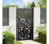 qohoio 4100972 Garden Gate Black 105x180 cm Steel Wave Design Garden Gates High galvanised wrought iron metal swing gate