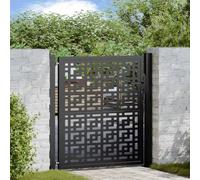 qohoio 4100999 Garden Gate Black 105x106 cm Steel Cross Design Garden Gates High galvanised wrought iron metal swing gate